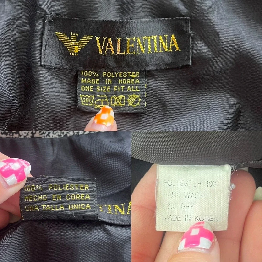 Valentina OS Black Tan Metallic, Peacock Ostrich Feather Print Bomber Jacket VTG